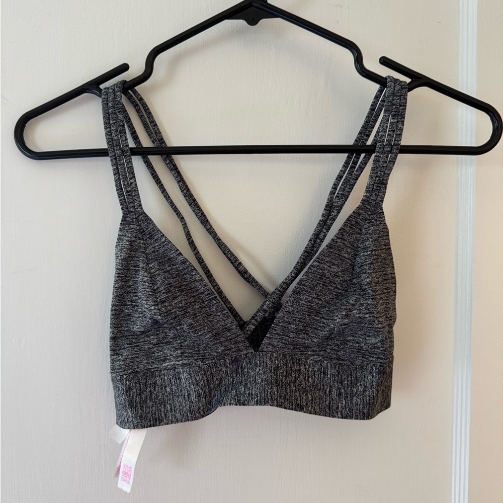 PINK Victoria's Secret Charcoal Strappy Sports Bra